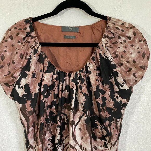 Alexander McQueen Silk Short Sleeve Gathered Front Dress Pink Patterned - Picture 4 of 8